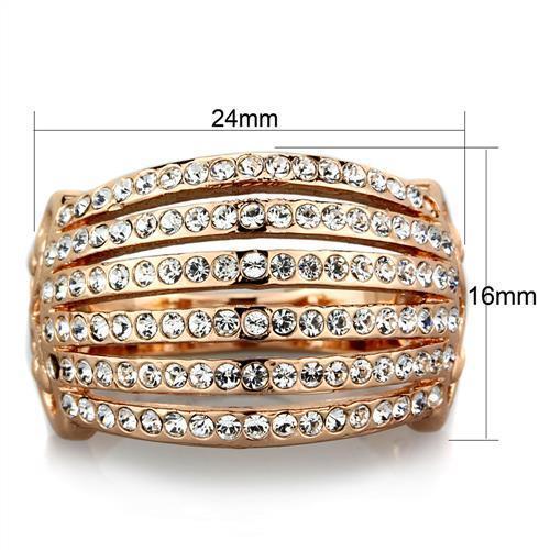 TK1797 - IP Rose Gold(Ion Plating) Stainless Steel Ring with Top Grade Crystal  in Clear - Joyeria Lady