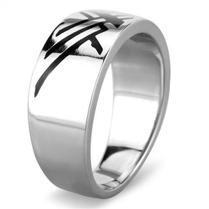 TK1800 High polished (no plating) Stainless Steel Ring with Epoxy in Jet