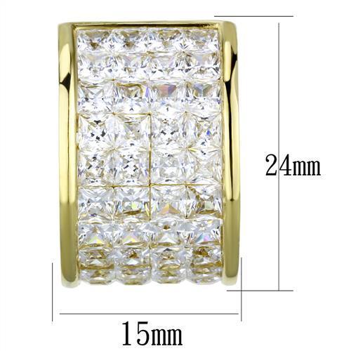 TK1807 IP Gold(Ion Plating) Stainless Steel Earrings with AAA Grade CZ in Clear - Joyeria Lady