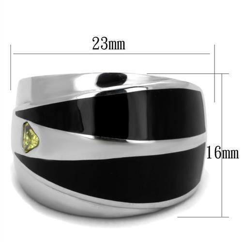 TK1815 - High polished (no plating) Stainless Steel Ring with AAA Grade CZ  in Topaz - Joyeria Lady