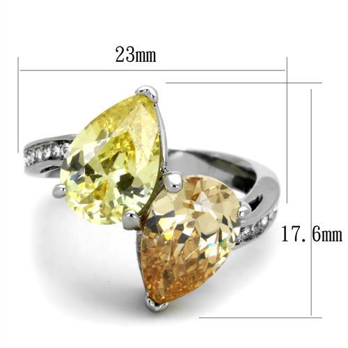 TK1820 - High polished (no plating) Stainless Steel Ring with AAA Grade CZ  in Multi Color - Joyeria Lady