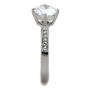 TK1822 - High polished (no plating) Stainless Steel Ring with AAA Grade CZ  in Clear