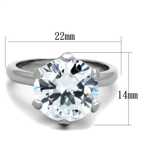 TK1823 - High polished (no plating) Stainless Steel Ring with AAA Grade CZ  in Clear - Joyeria Lady
