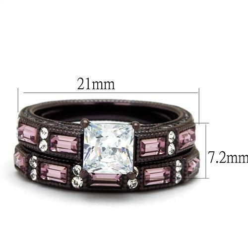 TK1829DC - IP Dark Brown (IP coffee) Stainless Steel Ring with AAA Grade CZ  in Clear - Joyeria Lady