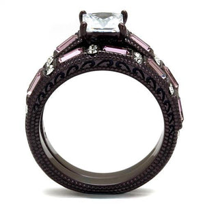 TK1829DC - IP Dark Brown (IP coffee) Stainless Steel Ring with AAA Grade CZ  in Clear