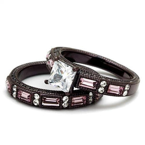 TK1829DC - IP Dark Brown (IP coffee) Stainless Steel Ring with AAA Grade CZ  in Clear