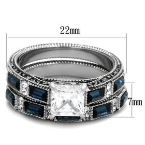 TK1829 - High polished (no plating) Stainless Steel Ring with AAA Grade CZ  in Clear
