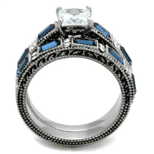 TK1829 - High polished (no plating) Stainless Steel Ring with AAA Grade CZ  in Clear