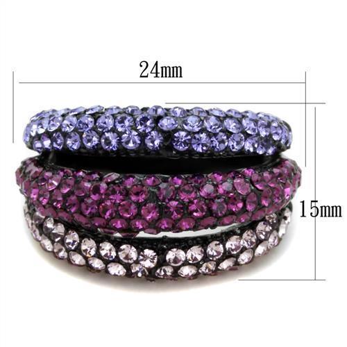 TK1831 - IP Black(Ion Plating) Stainless Steel Ring with Top Grade Crystal  in Multi Color - Joyeria Lady