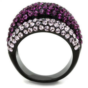 TK1831 - IP Black(Ion Plating) Stainless Steel Ring with Top Grade Crystal  in Multi Color