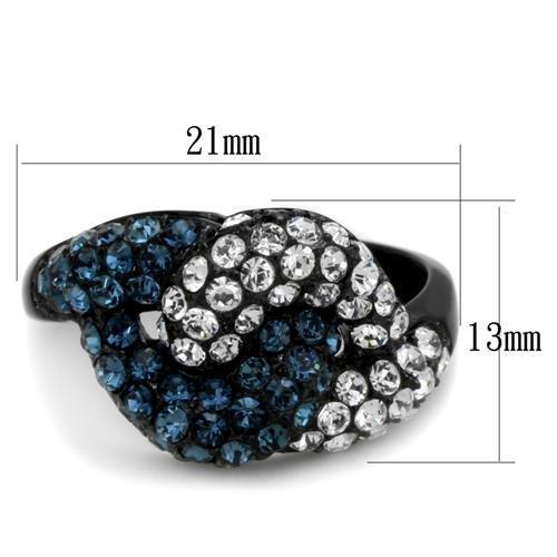 TK1833 - IP Black(Ion Plating) Stainless Steel Ring with Top Grade Crystal  in Montana - Joyeria Lady