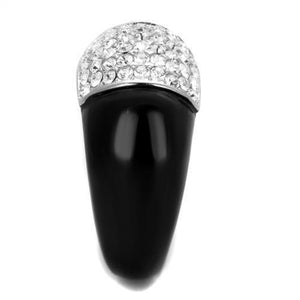 TK1840 - Two-Tone IP Black (Ion Plating) Stainless Steel Ring with Top Grade Crystal  in Clear