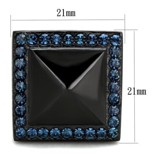 TK1841 - IP Black(Ion Plating) Stainless Steel Ring with Top Grade Crystal  in Montana - Joyeria Lady