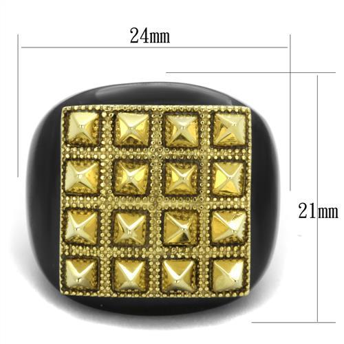 TK1842 - IP Gold+ IP Black (Ion Plating) Stainless Steel Ring with No Stone - Joyeria Lady