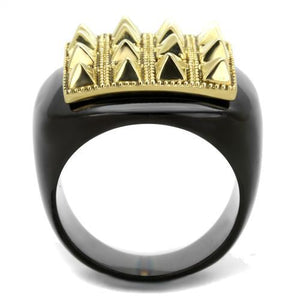 TK1842 IP Gold+ IP Black (Ion Plating) Stainless Steel Ring with No Stone in No Stone