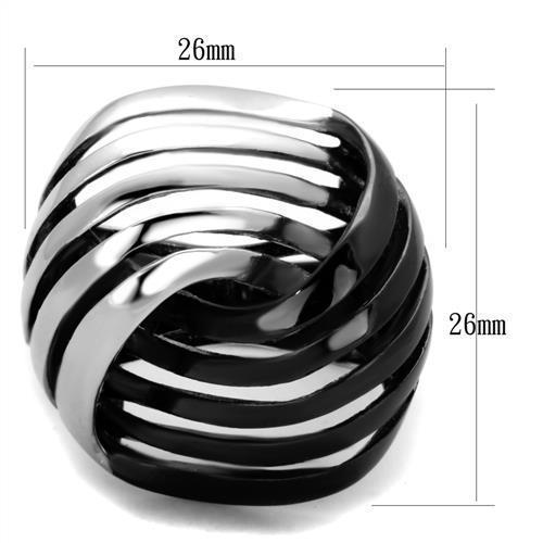 TK1843 - Two-Tone IP Black (Ion Plating) Stainless Steel Ring with No Stone - Joyeria Lady