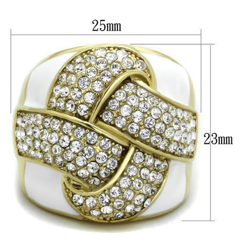 TK1848 - IP Gold(Ion Plating) Stainless Steel Ring with Top Grade Crystal  in Clear - Joyeria Lady