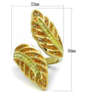 TK1849 - IP Gold(Ion Plating) Stainless Steel Ring with Top Grade Crystal  in Multi Color