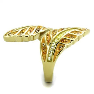 TK1849 - IP Gold(Ion Plating) Stainless Steel Ring with Top Grade Crystal  in Multi Color