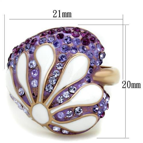 TK1850 - IP Rose Gold(Ion Plating) Stainless Steel Ring with Top Grade Crystal  in Multi Color - Joyeria Lady