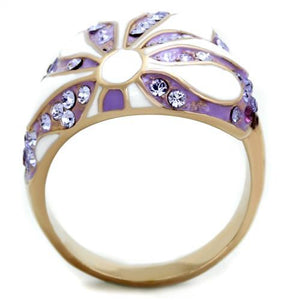 TK1850 - IP Rose Gold(Ion Plating) Stainless Steel Ring with Top Grade Crystal  in Multi Color