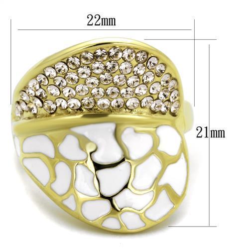 TK1851 - IP Gold(Ion Plating) Stainless Steel Ring with Top Grade Crystal  in Clear - Joyeria Lady