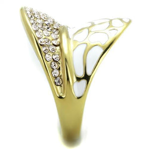 TK1851 - IP Gold(Ion Plating) Stainless Steel Ring with Top Grade Crystal  in Clear