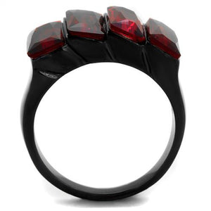 TK1854 - IP Black(Ion Plating) Stainless Steel Ring with Synthetic Synthetic Glass in Siam