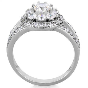 TK1855 - High polished (no plating) Stainless Steel Ring with AAA Grade CZ  in Clear