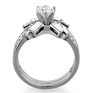 TK1856 - High polished (no plating) Stainless Steel Ring with AAA Grade CZ  in Clear