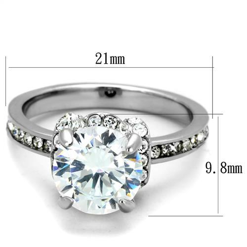 TK1859 - No Plating Stainless Steel Ring with AAA Grade CZ  in Clear - Joyeria Lady