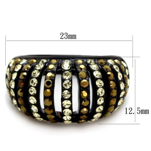 TK1865 - IP Black(Ion Plating) Stainless Steel Ring with Top Grade Crystal  in Multi Color - Joyeria Lady