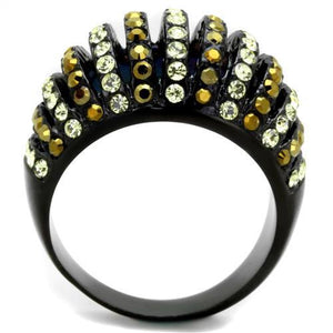TK1865 - IP Black(Ion Plating) Stainless Steel Ring with Top Grade Crystal  in Multi Color