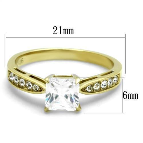 TK1873 - IP Gold(Ion Plating) Stainless Steel Ring with AAA Grade CZ  in Clear - Joyeria Lady