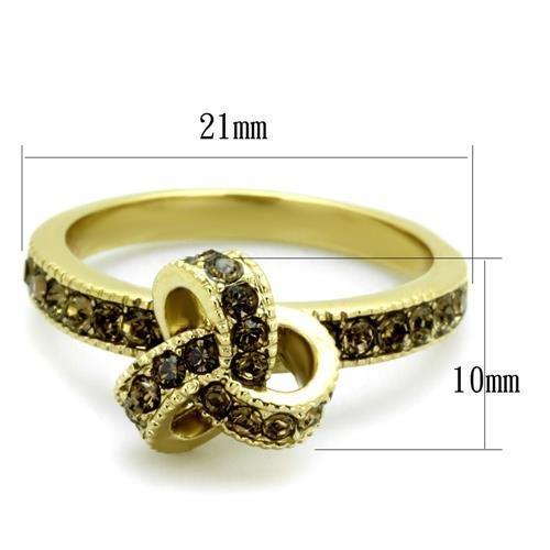 TK1874 - IP Gold(Ion Plating) Stainless Steel Ring with Top Grade Crystal  in Smoked Quartz - Joyeria Lady