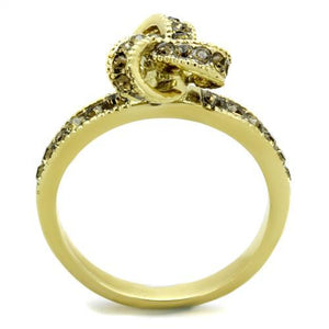 TK1874 - IP Gold(Ion Plating) Stainless Steel Ring with Top Grade Crystal  in Smoked Quartz