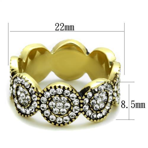 TK1875 - IP Gold(Ion Plating) Stainless Steel Ring with Top Grade Crystal  in Clear - Joyeria Lady