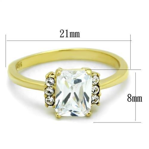 TK1876 - IP Gold(Ion Plating) Stainless Steel Ring with AAA Grade CZ  in Clear - Joyeria Lady