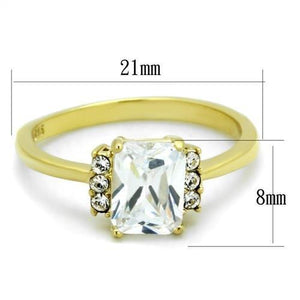 TK1876 - IP Gold(Ion Plating) Stainless Steel Ring with AAA Grade CZ  in Clear