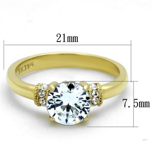 TK1877 - IP Gold(Ion Plating) Stainless Steel Ring with AAA Grade CZ  in Clear - Joyeria Lady