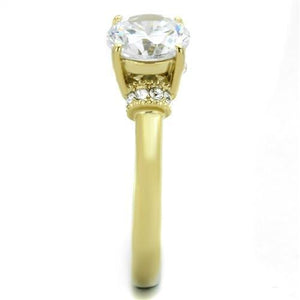 TK1877 - IP Gold(Ion Plating) Stainless Steel Ring with AAA Grade CZ  in Clear