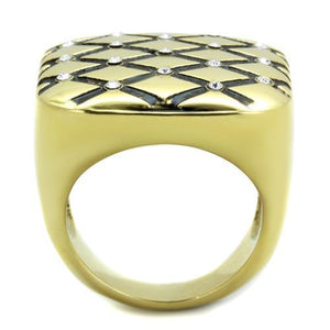 TK1886 - IP Gold(Ion Plating) Stainless Steel Ring with Top Grade Crystal  in Clear