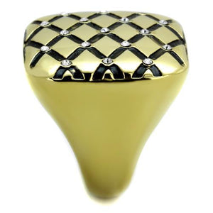 TK1886 - IP Gold(Ion Plating) Stainless Steel Ring with Top Grade Crystal  in Clear