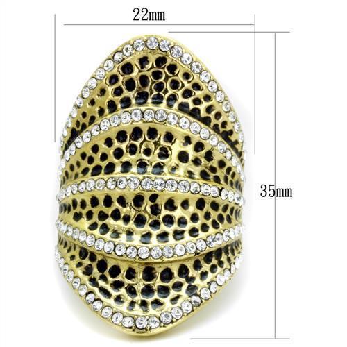 TK1887 - IP Gold(Ion Plating) Stainless Steel Ring with Top Grade Crystal  in Clear - Joyeria Lady