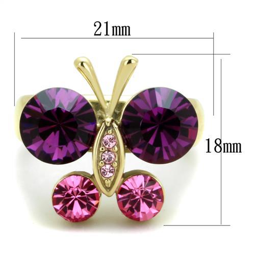 TK1889 - IP Gold(Ion Plating) Stainless Steel Ring with Top Grade Crystal  in Amethyst - Joyeria Lady
