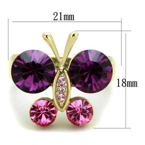 TK1889 - IP Gold(Ion Plating) Stainless Steel Ring with Top Grade Crystal  in Amethyst