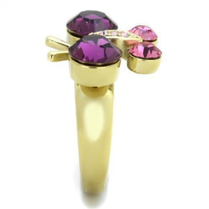 TK1889 - IP Gold(Ion Plating) Stainless Steel Ring with Top Grade Crystal  in Amethyst