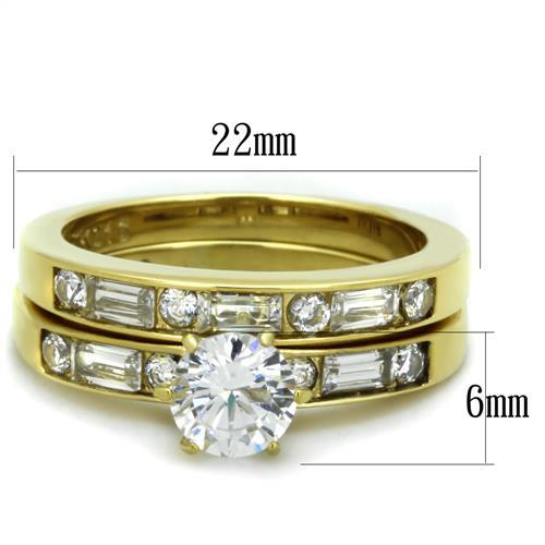 TK1897 - IP Gold(Ion Plating) Stainless Steel Ring with AAA Grade CZ  in Clear - Joyeria Lady