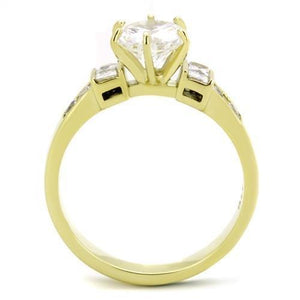 TK1898 - IP Gold(Ion Plating) Stainless Steel Ring with AAA Grade CZ  in Clear