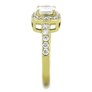 TK1899 - IP Gold(Ion Plating) Stainless Steel Ring with AAA Grade CZ  in Clear